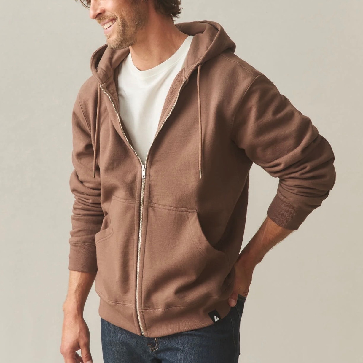 Nwot American Giant Men's Relaxed Classic Full Zip Hoodie Medium Brown Soft Silt